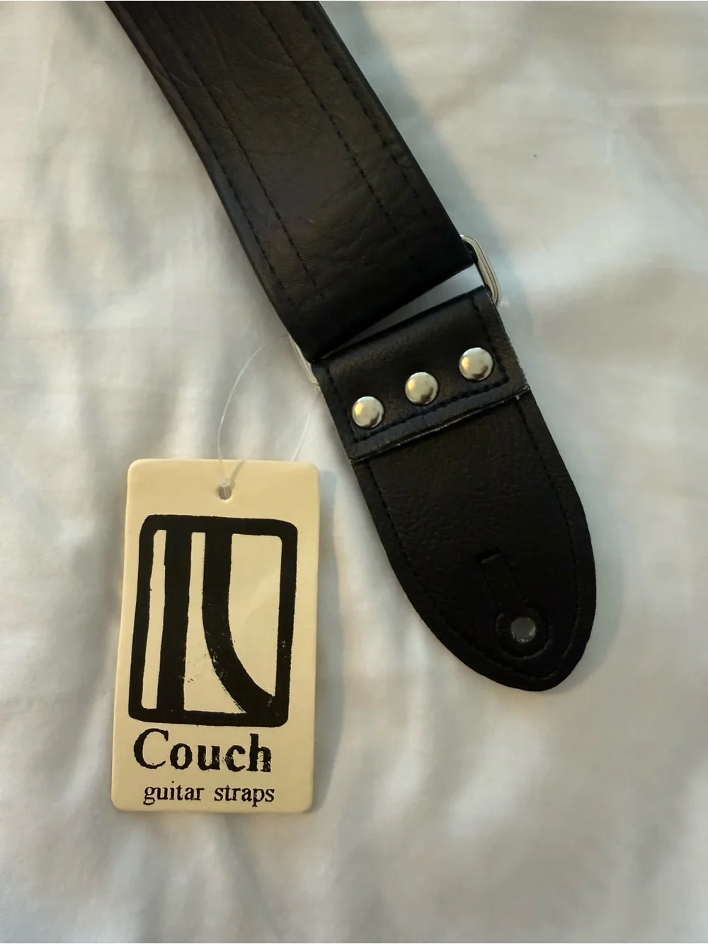 🎸 Couch Handmade Guitar Strap – Black w/ White Lightning Bolt – NEW - Picture 7 of 9